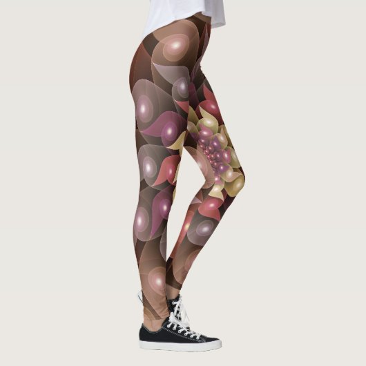 Surreal Shiny Flower Moderne Abstract Fractal Art Leggings (Rechts)