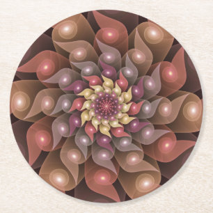 Surreal Shiny Flower Moderne Abstract Fractal Art Ronde Kartonnen Onderzetter