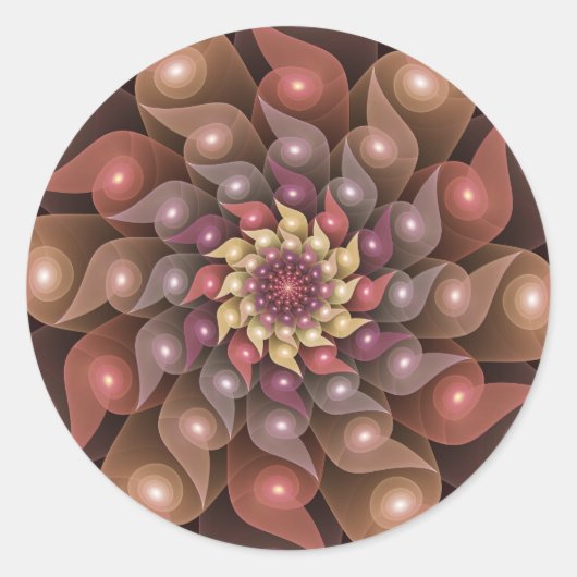 Surreal Shiny Flower Moderne Abstract Fractal Art Ronde Sticker (Voorkant)