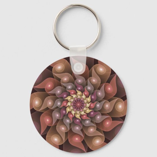 Surreal Shiny Flower Moderne Abstract Fractal Art Sleutelhanger (Voorkant)