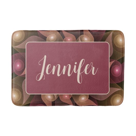 Surreal Shiny Flower Moderne Abstract Fractal Name Badmat (Voorkant)