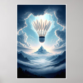 Surreal Shuttlecock Fantasy Landschap Poster