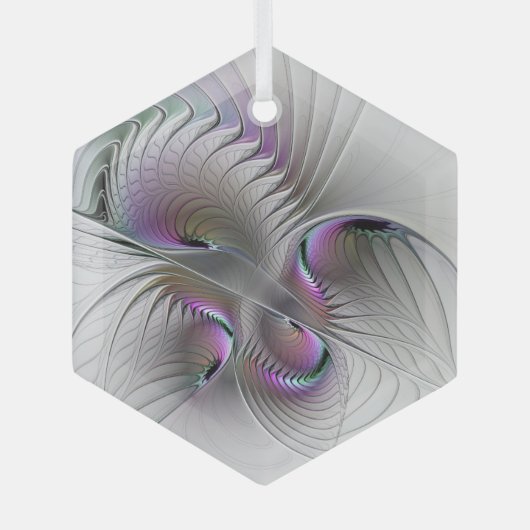 Surreal Shy Beauty Modern Abstracte fractal Art Glas Ornament (Voorkant)