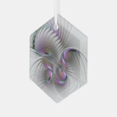 Surreal Shy Beauty Modern Abstracte fractal Art Glas Ornament (Voorkant links)