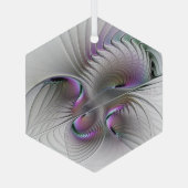 Surreal Shy Beauty Modern Abstracte fractal Art Glas Ornament (Achterkant)