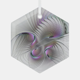 Surreal Shy Beauty Modern Abstracte fractal Art Glas Ornament