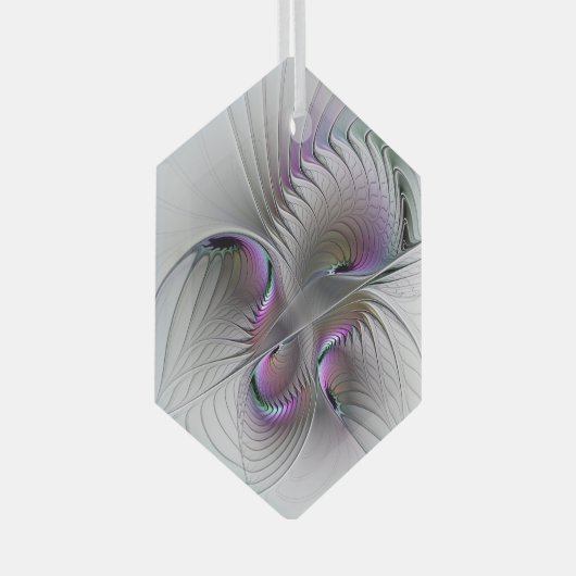 Surreal Shy Beauty Modern Abstracte fractal Art Glas Ornament (Voorkant Rechts)