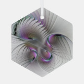 Surreal Shy Beauty Modern Abstracte fractal Art Glas Ornament (Achterkant)