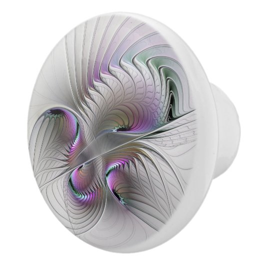 Surreal Shy Beauty Modern Abstracte fractal Art Keramische Knop (Rechts)