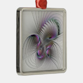Surreal Shy Beauty Modern Abstracte fractal Art Metalen Ornament (Rechts)
