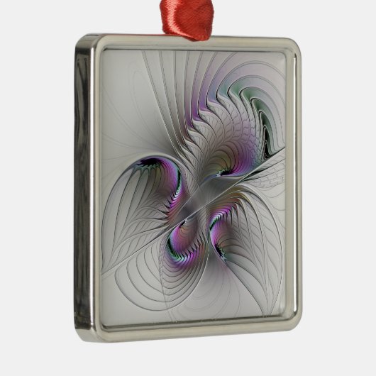 Surreal Shy Beauty Modern Abstracte fractal Art Metalen Ornament (Rechts)