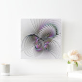 Surreal Shy Beauty Modern Abstracte fractal Art Vierkante Klok (Huis)