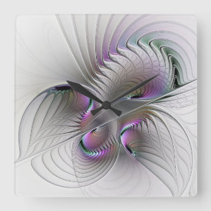 Surreal Shy Beauty Modern Abstracte fractal Art Vierkante Klok