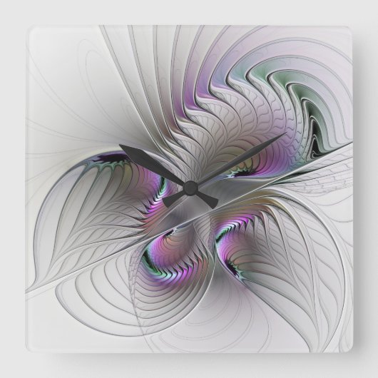 Surreal Shy Beauty Modern Abstracte fractal Art Vierkante Klok (Voorkant)