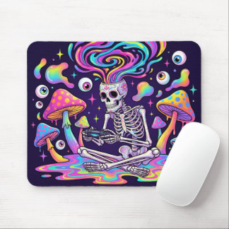 Surreal skeletgamer met Vortex-schedel Muismat