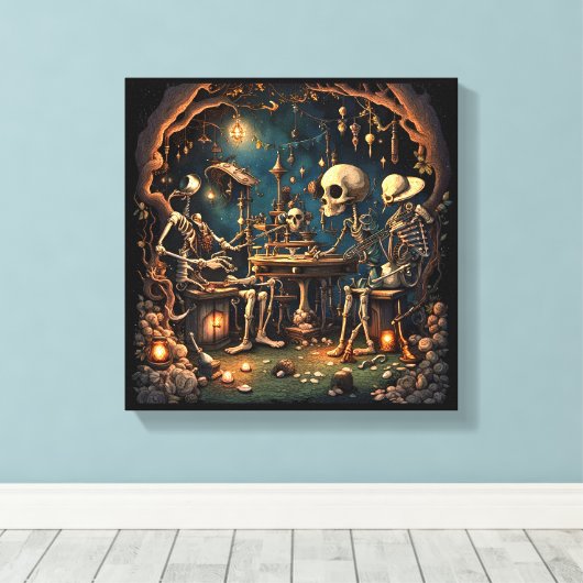 Surreal Skeletons III Canvas Afdruk (Insitu (Houten vloer))