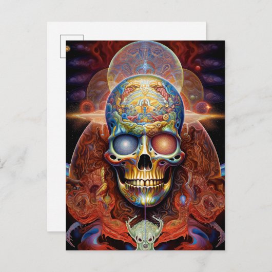 Surreal Skull Colorful Visionary Art Briefkaart (Voorkant / Achterkant)