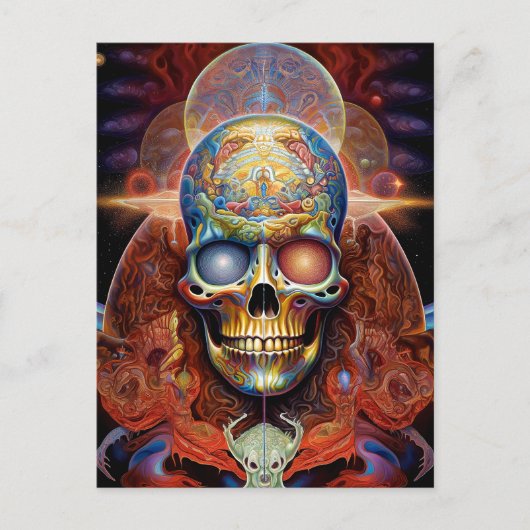 Surreal Skull Colorful Visionary Art Briefkaart (Voorkant)