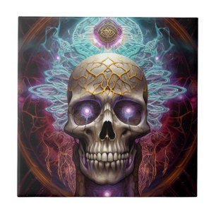 Surreal Skull Colorful Visionary Art Tegeltje