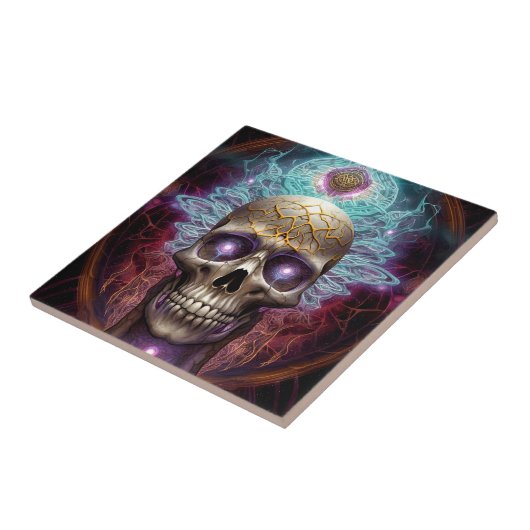 Surreal Skull Colorful Visionary Art Tegeltje (Zijkant)
