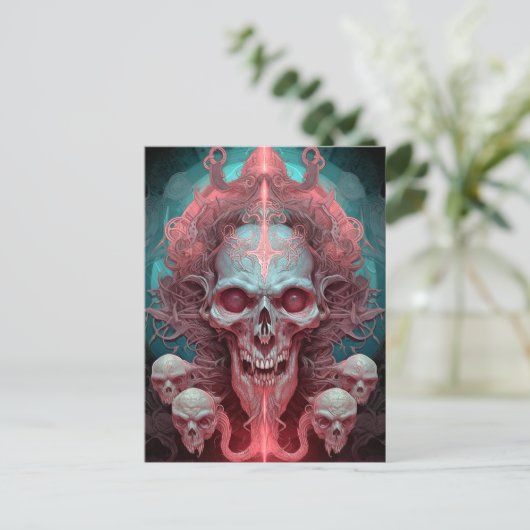 Surreal Skull Gothic Horror Art Briefkaart (Staand voorkant)