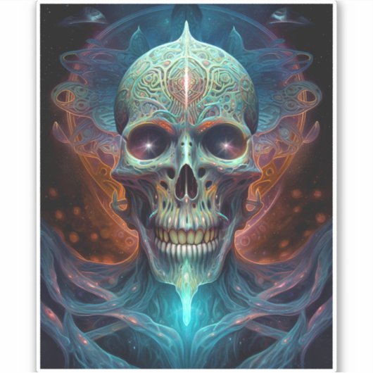 Surreal Skull Gothic Horror Art Sticker (Voorkant)