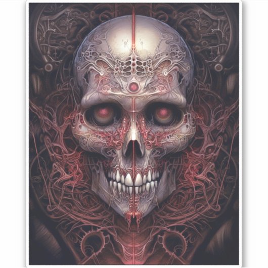 Surreal Skull Gothic Horror Art Sticker (Voorkant)