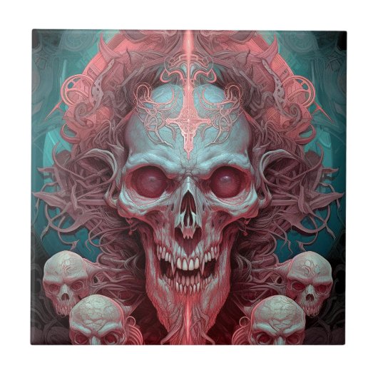 Surreal Skull Gothic Horror Art Tegeltje (Voorkant)