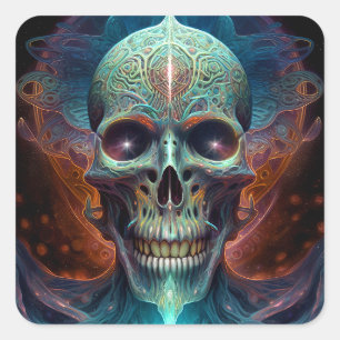 Surreal Skull Gothic Horror Art Vierkante Sticker