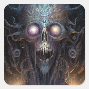 Surreal Skull Gothic Horror Art Vierkante Sticker