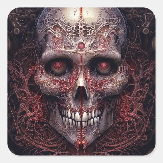 Surreal Skull Gothic Horror Art Vierkante Sticker (Voorkant)
