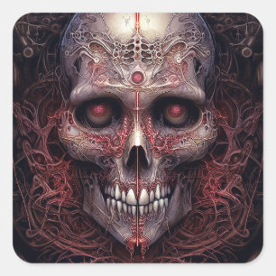 Surreal Skull Gothic Horror Art Vierkante Sticker