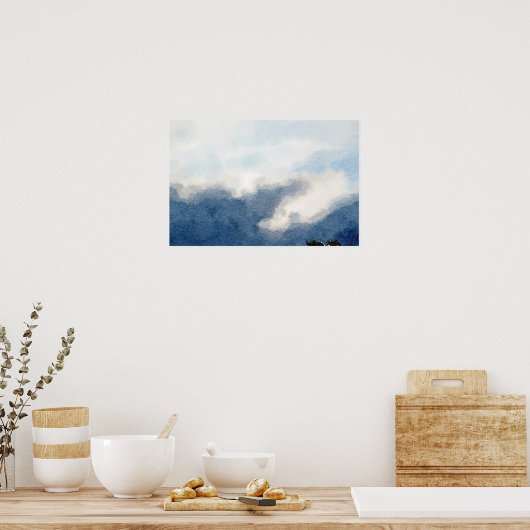 Surreal Sky en Clouds Waterverf schilderen Poster (Keuken)
