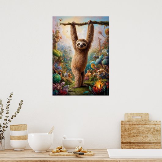Surreal Sloth Safari Poster (Keuken)
