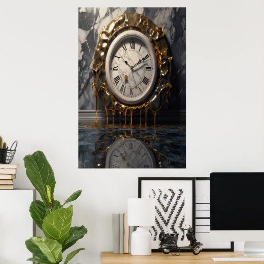 Surreal Smelting Clock Poster – Abstracte Droomkun (Thuiskantoor)