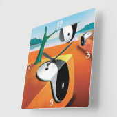 Surreal soft Yin Yang landscape clock. Vierkante Klok (Hoek)