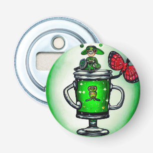 Surreal St. Patrick's Day Green Beer Button Flesopener