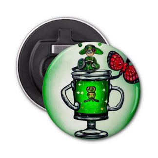 Surreal St. Patrick's Day Green Beer Button Flesopener