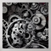 Surreal Steampunk Gears Achtergrond Poster (Voorkant)