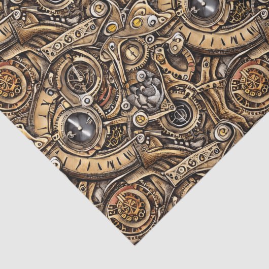 Surreal Steampunk Gears Patroon Tissuepapier (Detail)