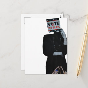 Surreal Stemmen Per Post Vrouw Mixed Media Collage Briefkaart