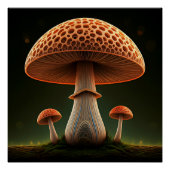 Surreal Straw Mushroom Digitale Waterverf Kunst Perfect Poster (Voorkant)
