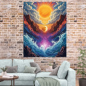 Surreal Sun and Moon Abstract Landscape Poster
