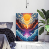 Surreal Sun and Moon Abstract Landscape Poster