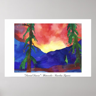"Surreal Sunrise" - Waterverf - Caroline Tigeress Poster