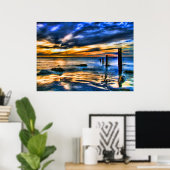 Surreal Sunset in Washington Pier Poster (Thuiskantoor)
