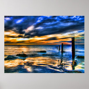 Surreal Sunset in Washington Pier Poster