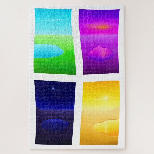 Surreal Sunset Painings Lake Zee Landscape Legpuzzel (Verticaal)