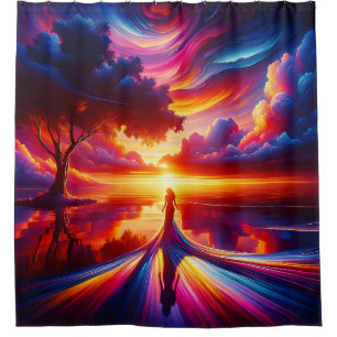 "Surreal Sunset Silouhette" Douchegordijn