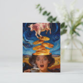 Surreal Surprised Breakfast Pancakes Coffee Cow Briefkaart (Staand voorkant)